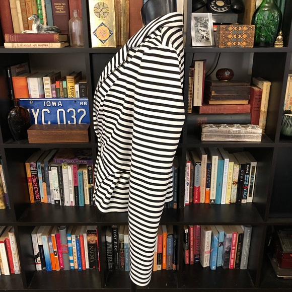 Elle Black & White Striped Peplum Blazer - Picture 3 of 8